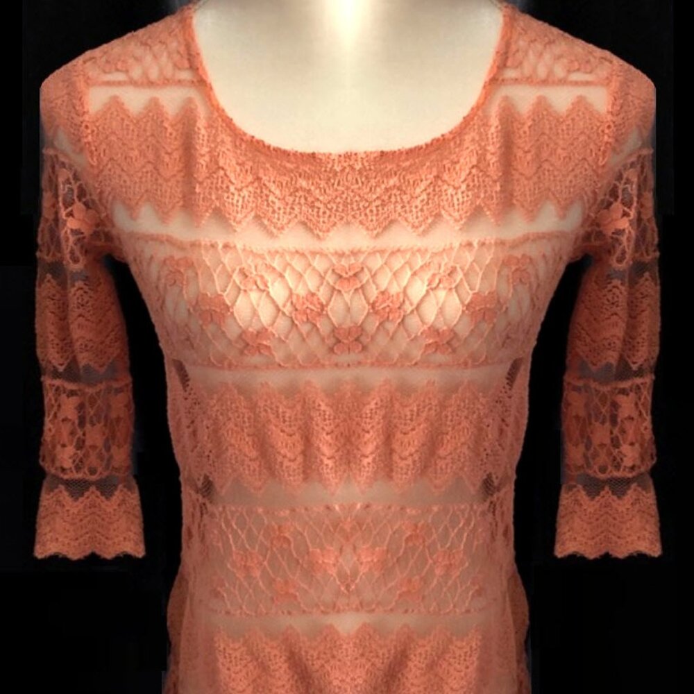 Forever 21 Peach Sheer Lace Top